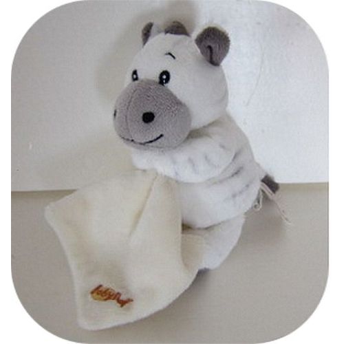 Doudou Babynat Baby Nat Zèbre Cheval Ane Mouchoir Blanc Rayé Gris