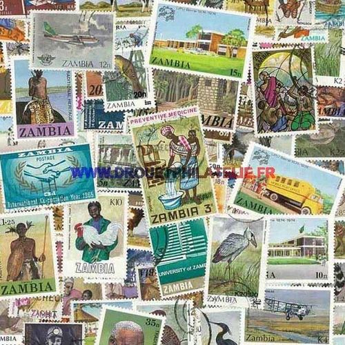 Zambie 25 Timbres Differents Obliteres