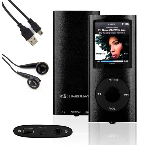 Lecteur MP3 MP4 Player 8Go (Noir) Vidéo Radio FM Musique Jeux+ Écouteurs + CÂBLE USB + HOUSSE