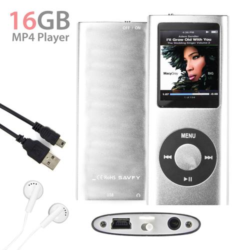 Lecteur MP3 MP4 Player 16Go (Argent) Vidéo Radio FM Musique Jeux+ Écouteurs + CÂBLE USB + HOUSSE