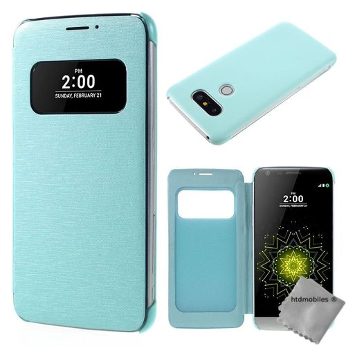 Housse Etui Coque Portefeuille S-View Pour Lg G5 + Film Ecran - Bleu