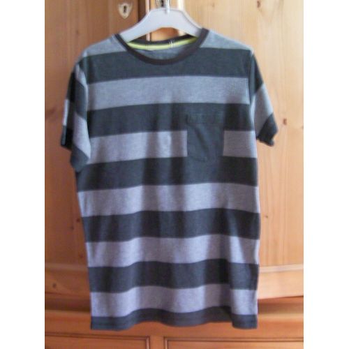 T-Shirt Rayé Gris - Taille 12 Ans