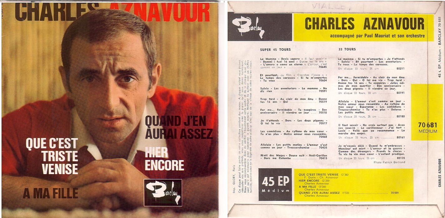 Charles Aznavour 45 Tours Vinyles 