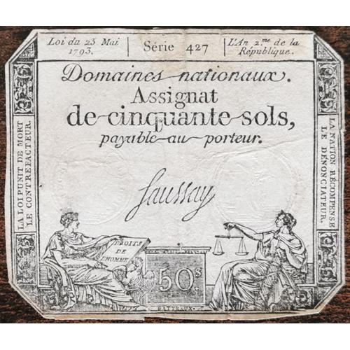 Assignat 50 Sols - 23 Mai 1793 - Série 427 - Domaine Nationaux