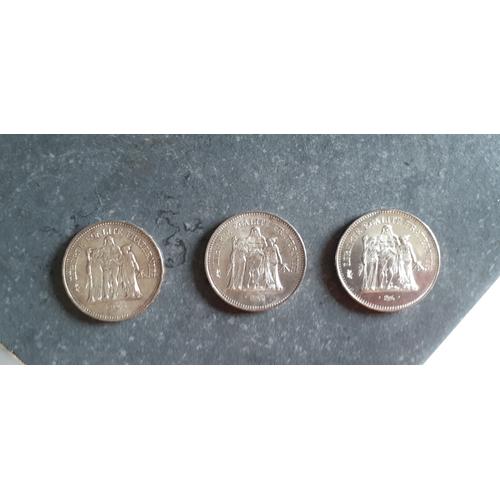 3 Pieces 50 Francs Argent 1978 Et 1977 1100€ Pièces