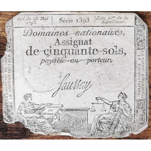 Assignat 50 Sols - 23 Mai 1793 - Série 1393 - Domaine Nationaux