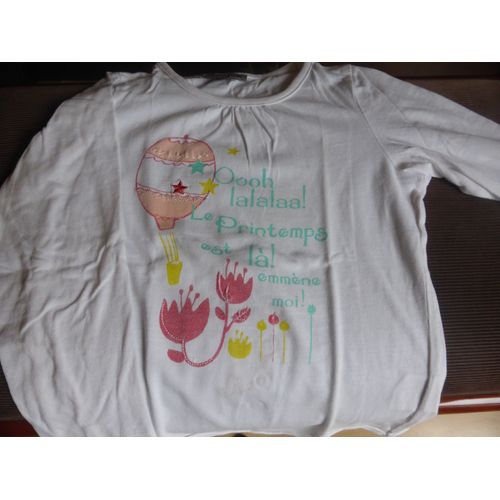 T-Shirt Lisa Rose . Coton 5 Ans Blanc