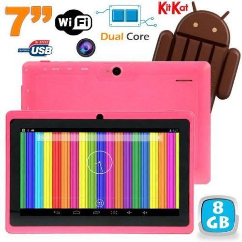 Tablette Tactile Android 4.4 Kitkat 7 Pouces Dual Core Dual Cam Flash Rose 8 Go - YONIS