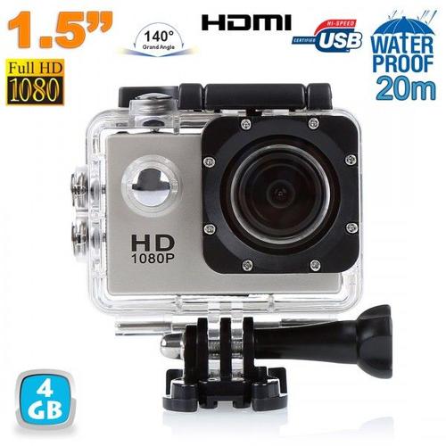 Mini Caméra Sport HD 1080P Étanche 30M Écran Photos Vidéo Angle 140° Argent 4 Go YONIS