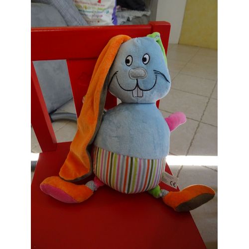 Doudou Lapin Gris Rayé Monoprix