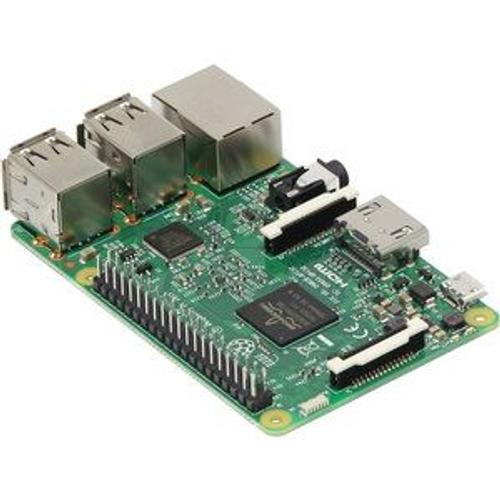 Carte mère Raspberry Pi 3 Model B avec processeur ARM Cortex-A53 Quad-Core - RAM 1 Go - VideoCore IV - HDMI - 4x USB 2.0 - RJ45 - Wi-Fi N - Bluetooth 4.1