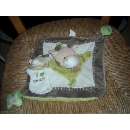 Doudou Plat Girafe Vert Avec Bébé I Love Doudou De Doudou Et Compagnie