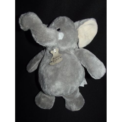  Doudou Éléphant Histoire D'ours Peluche   Plush Conforter Gris Beige/Crème/Écru 29 Cm 