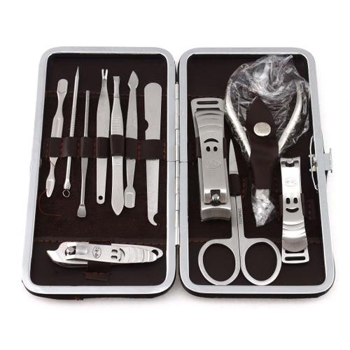 Set  12pcs Nail Trousse Manucure Pédicure Ongle Clipper Cutter Coupe Soins Kits 