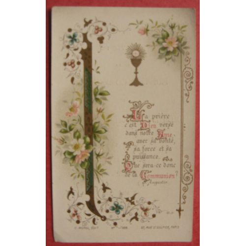 Image Pieuse Ancienne Souv Com Angers 1901 " La Prière C'est Dieu Versé Dans Notre Âme" 
