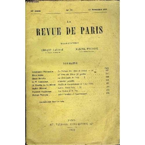 Revue De Paris 26e Annee N°22 - Constantin Photiadès R . Marc Elder. .Henri Bouché.G.-B.Lancaster .H.Pauffin De St-Morel. André Maurel.Fernand Vandérem Hubert B Our Gin . .La Victoire Des ...