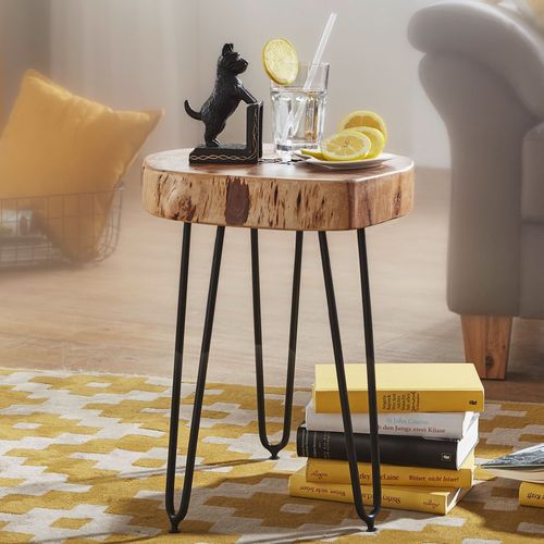 Table D'appoint Bois Massif 35x46x35cm Bout De Canapé Table De Salon