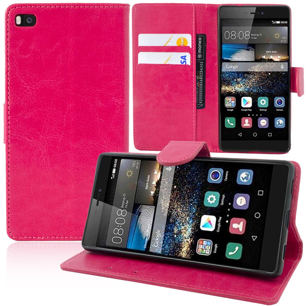 Etui Portefeuille Pour Huawei P8 Support Video Cuir Pu - Rose