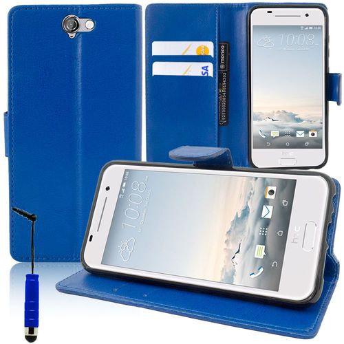 Etui Portefeuille Pour Htc One A9 Support Video Cuir Pu - Bleu Fonce + Mini Stylet