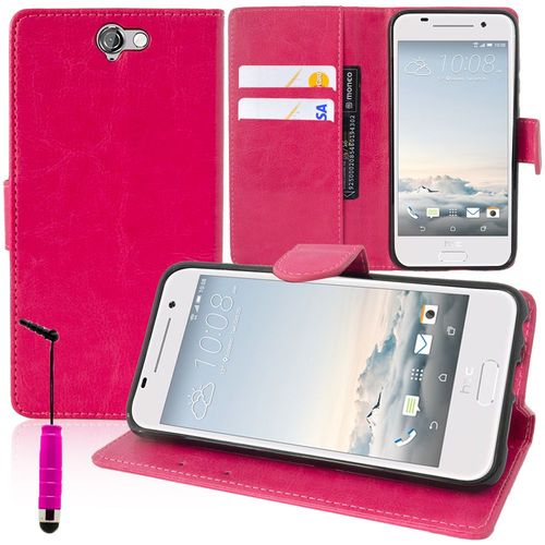 Etui Portefeuille Pour Htc One A9 Support Video Cuir Pu - Rose + Mini Stylet