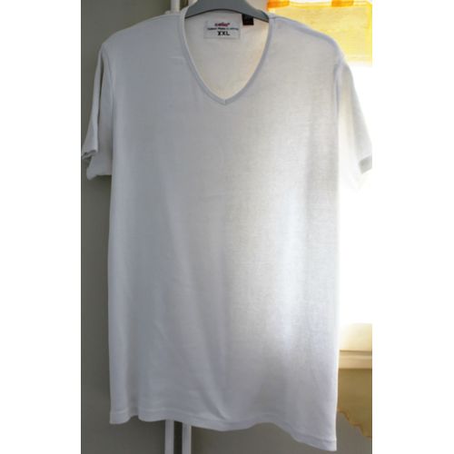 T-Shirt Celio Col En V Coton Xxl Blanc 
