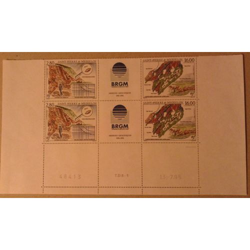 Bloc 2 Exemplaires Timbre France Saint-Pierre Et Miquelon 1995 Yvert Et Tellier N°619a Bas De Feuille Coin Daté 13/07/1995 Neuf** Gomme Intacte