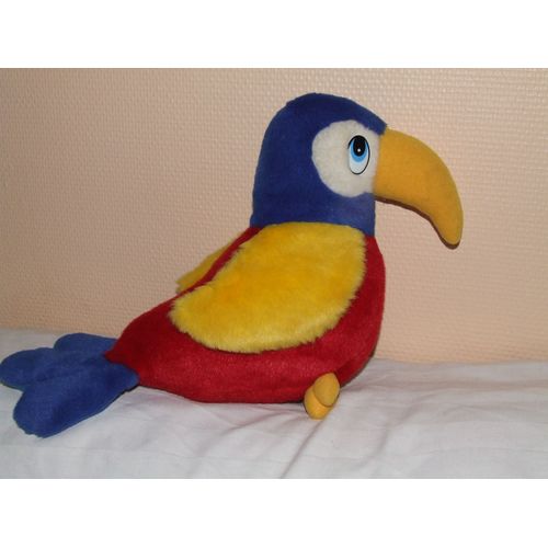 Perroquet Bleu Rouge Jaune Doudou Peluche 26 Cm