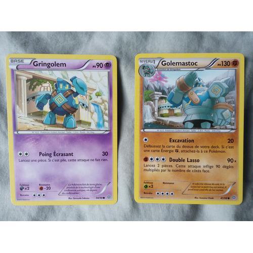 Lot 2 Cartes Gringolem 90 Pv & Golemastoc 130 Pv Fr - Pokémon (Origines Antiques)