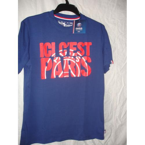 T-Shirt "Ici C'est Paris" Psg ( Manches Courtes Pour Homme ) Taille L -Bleu 