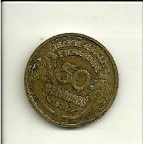 Pièce De 50 Centimes Morlon Bronze-Aluminium De 1936