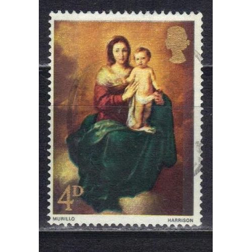 Angleterre : La Vierge Et L'enfant - Timbre Oblitéré
