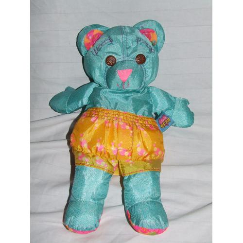 Ours A Colorier Bleu Jaune Rose Doudou Peluche Diddle Bear 35 Cm