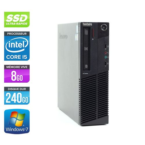 Lenovo ThinkCentre M91P SFF - Intel Core i5-2400 / 3.1 GHz - RAM 8 Go - SSD 240 Go - DVD - GigaBit Ethernet - Windows 7 Professionnel