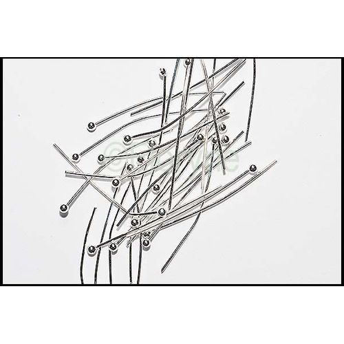 20 Clous Tiges Tête Boule En Métal Argenté Brillant 40mm