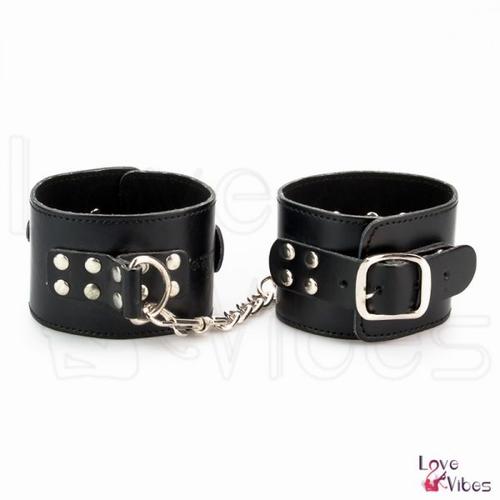 Menottes Poignets Cuir Noir Bdsm