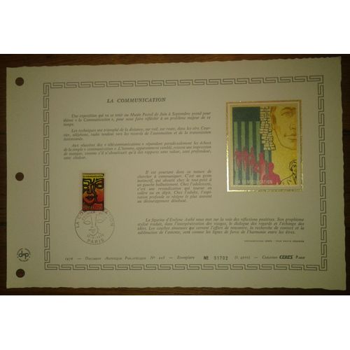 Document Artistique Philatélique Cérès 1976 Feuillet N°228 Timbre France Yt N°1884 La Communication Oblitéré Premier Jour 12 Juin 1976
