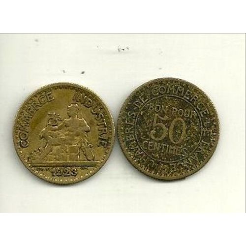 Pièce De 50 Centimes Chambres De Commerce 1923 - Bon Pour 50 Centimes