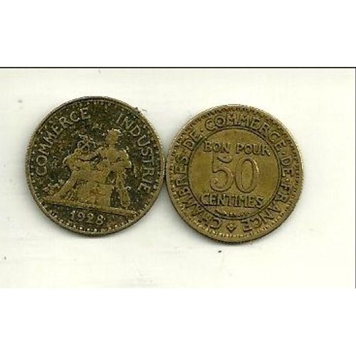 Pièce De 50 Centimes Chambres De Commerce 1928 - Bon Pour 50 Centimes