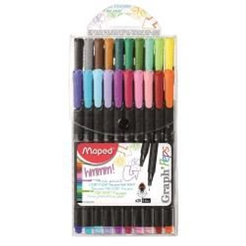Maped Graph'peps - Feutre Fin - Couleurs Assorties - 0.4 Mm - Extra Fin - Pack De 20