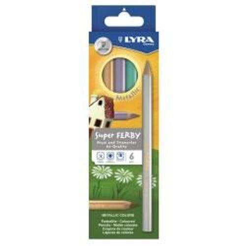 Lyra Super Ferby - Crayon De Couleur - Couleurs Métalliques Assorties - 6.25 Mm - Pack De 6