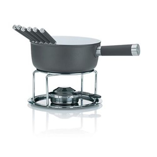 Service À Fondue Revêtement Céramique 6 Personnes Gris