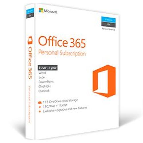 Microsoft Office 365 Personal - Ensemble De Boîtes (1 An) - 1 Téléphone, 1 Tablette, 1 Pc/Mac - Non Commercial - 32/64-Bit, Sans Support, P2 - Win, Mac, Android, Ios - Français - Zone Euro)