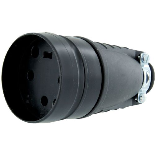 Fiche caoutchouc noir 3P+T 20 A Legrand - Femelle - Sortie droite - Noir