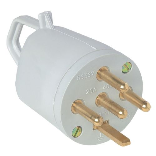 Fiche plastique Plexo 3P+N+T 20 A Legrand - Mâle - Gris