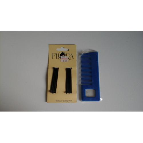 Barette Pour Cheveux Femme Ou Fille + 1 Peigne Bleu Neuf