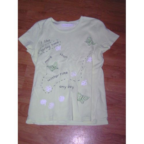 T-Shirt Cache-Cache Vert Clair Écritures Et Papillons