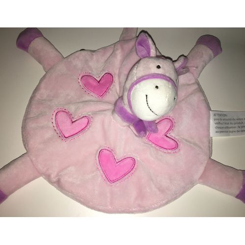 Doudou Zebre Rose Violet Coeurs Roses  Kimbaloo Cheval Ane Poney 