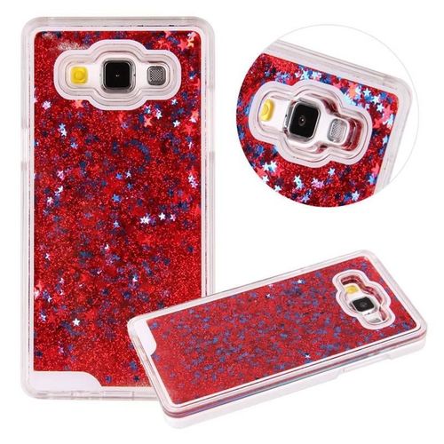Etui Coque Samsung Galaxy Grand Prime Rouge Fushia Liquide Pailettes Etoiles Bling Diamant