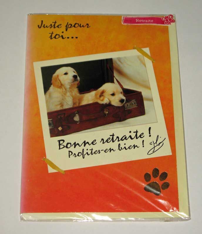 Carte Postale Double Chien Chiot Juste Pour Toi Bonne Retraite Valise Voyage Avec Enveloppe Format 12x17cm Rakuten