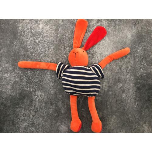 Lapin Orange Pull Raye 31 Cm Nounours